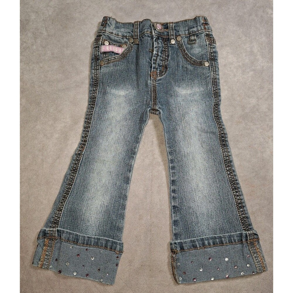 Vintage FUBU Baby Jeans 2T Hip Hop Y2K Denim Flair Pants Bling